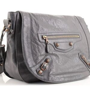 Balenciaga Neo Folk Messenger Blue Leather Bag